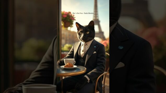 This cat has better mornings than us 🥐☕🐾
